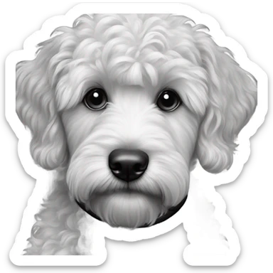 realistic dog portrait close-up black and white Labradoodle puppy sticker