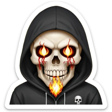 Bro I wanna skull with hoodie on the hoodie has to be on fire and I want matrix blood with the codes and weird numbers spilling out eyes and mouth almost give him a diamond grill in his mouth make it shinny where is the matrix symbols  sticker