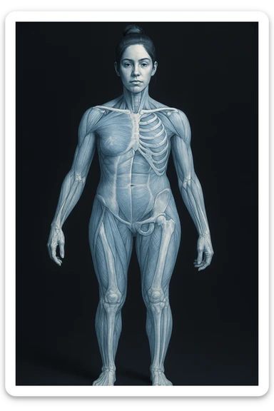 Donna vista anatomicamente con fianchi asimmetrici sticker