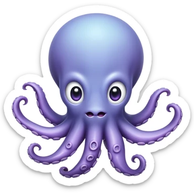Cinematic Comical Baby Octopus Portrait Emoji, Tentacles slightly flared in a playful, exaggerated gesture, featuring a light blue-purple, rounded body with dramatically wide, hilariously expressive eyes full of surprise and innocent mischief, Simplified yet hilariously endearing features, highly detailed, glowing with a soft oceanic radiance, high shine, dramatic yet lovable, stylized with a dash of whimsical underwater mischief, soft glowing outline, capturing the essence of a delightfully silly little octopus that looks like it just made a clumsy, adorable mistake! sticker