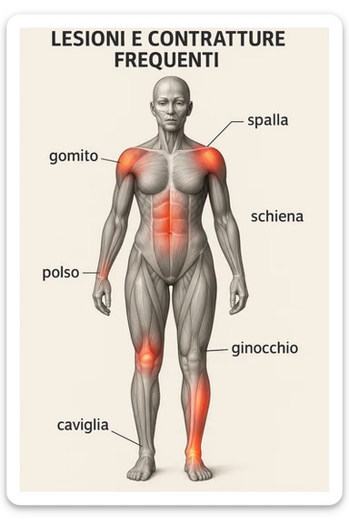 donna con infortuni e contratture frequenti in 3D immagine medica in italiano  sticker
