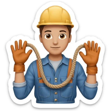 can you make a generic emoji of an individual (who works on a dock, but do not generate the dock itself) holding a rope neatly coiled in their hands? sticker