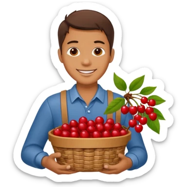 simple emoji of a guy delivering cherries sticker