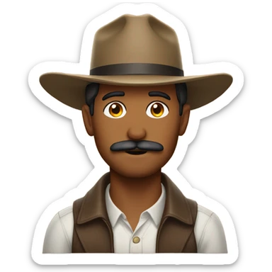 Brown man with a mustache in a Stetson  sticker