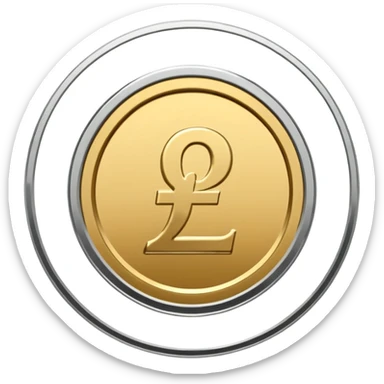 Minimal line-art icon of a single coin with a pound sign (£) in the middle, clean modern style, front-facing, simple outlines, no background, transparent, represents “income / profit / earnings sticker