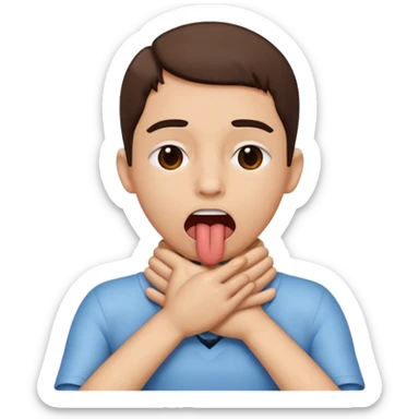 criss cross hands around throat choking self emoji tongue out sticker