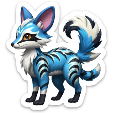 Futuristic furry fluffy floofy feathery tribal marked Genet-Absol-Kyurem-Zeraora-Primagen-fusion-creature  sticker