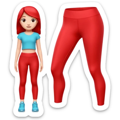 A 3D cartoon Red leggin with gentle fabric folds and neat finish, isolated on plain background, Memoji-style. sticker