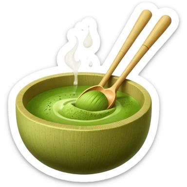 batidor bambu con bol de matcha sticker