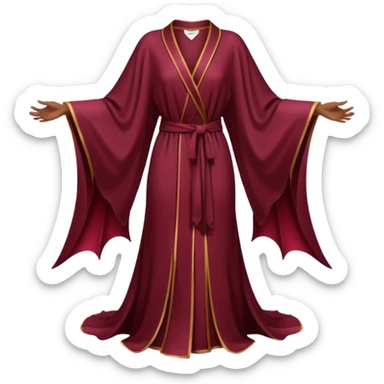 Burgundy robe, No piping, long, bat wing sleeves, high definition, sticker