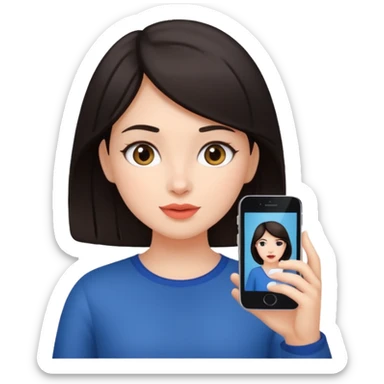 quiero crear una chica con una movil como si estuviese grabando vlog con el pelo oscuro  sticker