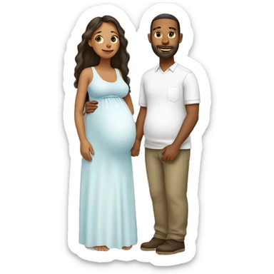 A pregnant woman with her husband  sticker
