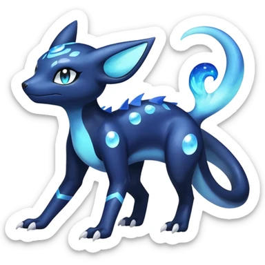 Shiny icy iridescent Nebulae Salandit-Meowstic-Umbreon-Fakémon-hybrid-creature (full body)  sticker