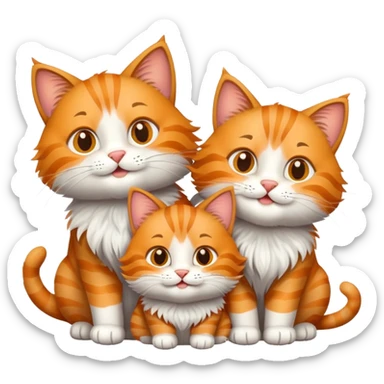 two big happy cats with four little happy cats sticker