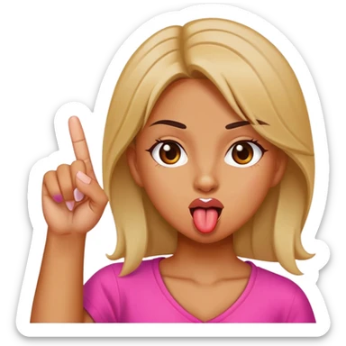 girl sticking up middle finger with tongue out  sticker