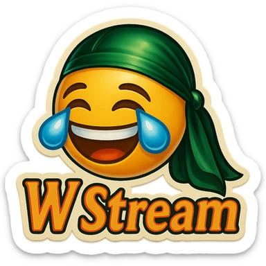 laughing crying 
lol face
Change His durag To Green
Add the words W Stream sticker