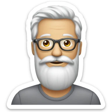 Homme âgé cheveux gris très courts dégarni sur le devant  barbe grise très courte lunettes rondes avec caméra en main sticker