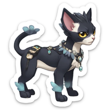 cool punk kawaii anime edgy distinguished pretty elegant beautiful fantasy black ethereal nargacuga-Noivern-sphynx-Quiana-Fakemon collar harness jewels full body sticker