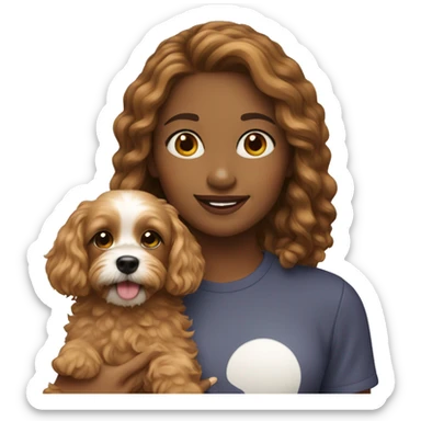 Girl with cavapoo dog  sticker