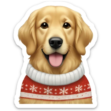 Golden retriever in a Christmas jumper sticker