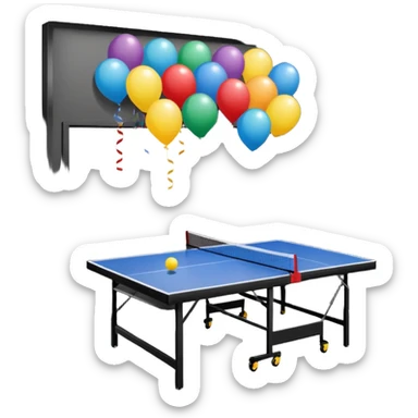 An open house garage that has a ping pong table in it and other fun decorations  sticker