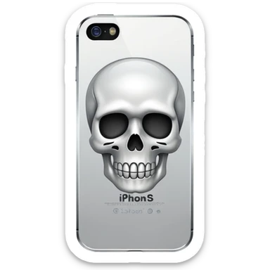 iPhone 5s with a skull emoji instead of the Apple logo sticker