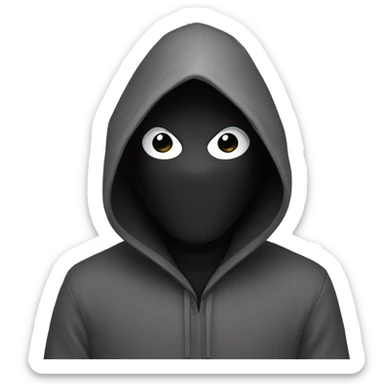 grayscale black mysterious masked hooded man sticker