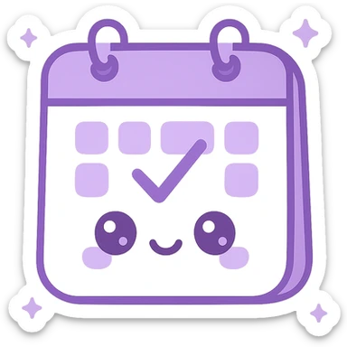 "Schedule clear", no text, with the colors: Primary Purple:  #8B5CF6
  Light Purple:    #A78BFA sticker