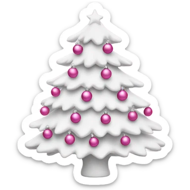 White Christmas tree with pink ornaments sticker
