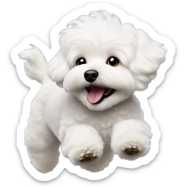 side profile of a bichon frise jumping sticker