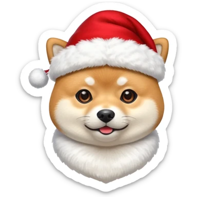 Shiba inu gif portant un chapeau de noel avec un pompon blanc qui bouge sticker