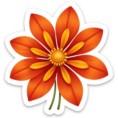 An autumn flower with orange-red petals curled by cool wind. sticker