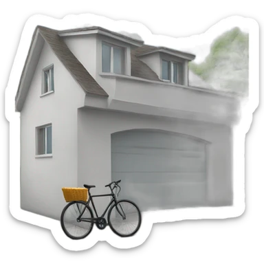 Un vélo sur le toit d une maison grise sticker