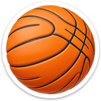 basketball ball object icon, glossy texture, clean seams, 3D cartoon, mobile game icon style, centered, soft shadow, clean background, no text, no watermark sticker