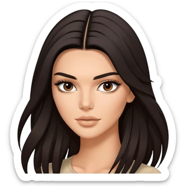 Kendall Jenner, fashion model, long dark hair sticker