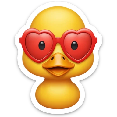 Make a frame emoji and inside it is a duck wearing red heart sunnies and the background is sky or anything blue sticker