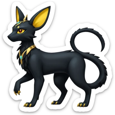Black Dark Furry Fluffy Modern Futuristic Cyber-Umbreon-Salandit-Bastet-Anubis-fusion full body sticker