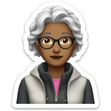 young grey-haired fashionable woman sticker