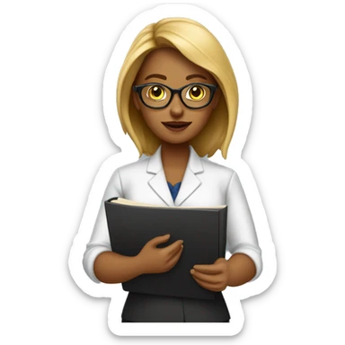 Mulher executiva de oculos anotando no caderno sticker