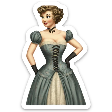 Beautiful vintage corset dress  sticker