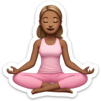 girl with light brown skin wearing pink exercise clothes sitting cross legged meditating with closed eyes 😌 sticker