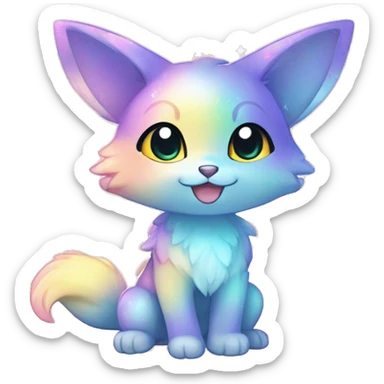 Anthro Shiny Colorful Pastel Glitter Sparkle Stars Gradient Anime Chibi Animal-Fakémon-Pokémon-Hybrid Fur Sona sticker