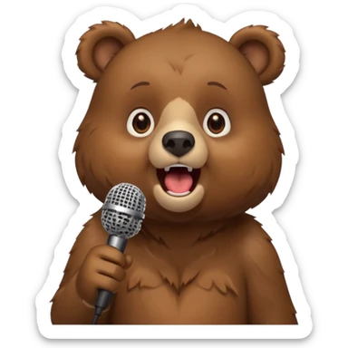 a bear singing into mic sticker
