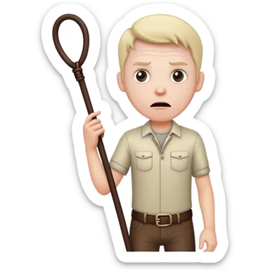 Scared white man with whip sticker