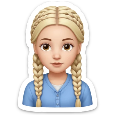 white girl with long braids hairstyle with baby hair, detailed braids, soft edges, realistic baby hair styling on forehead, clean look, keep same face, same clothes, same background sticker