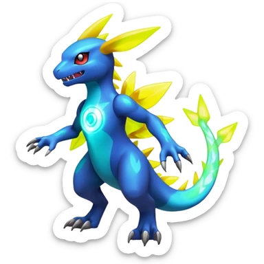 Neon Vibrant Pulsating Trail-glowing Chromatic Pokémon-Fakémon-Digimon-Creature, (full body) sticker
