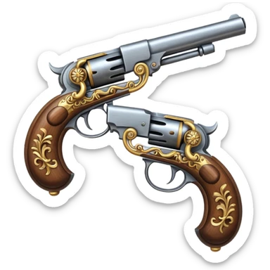2 flintlock pistols laid on top of one another sticker