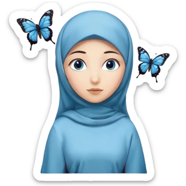 Turkish beautiful finish Konya girl blue eyes with hijab and butterfly dress long tailed  sticker