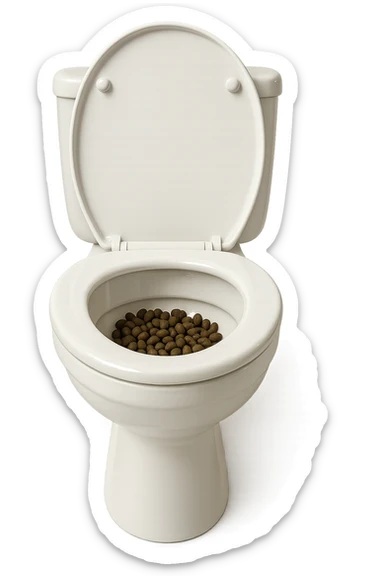 wc dentro cui cadono feci di animale a pallini, iperrealistico 4k sticker
