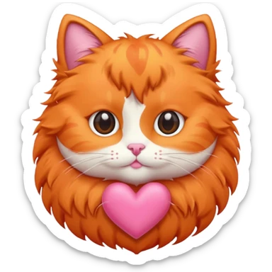 Gato naranja corazón rosa kawaii sticker